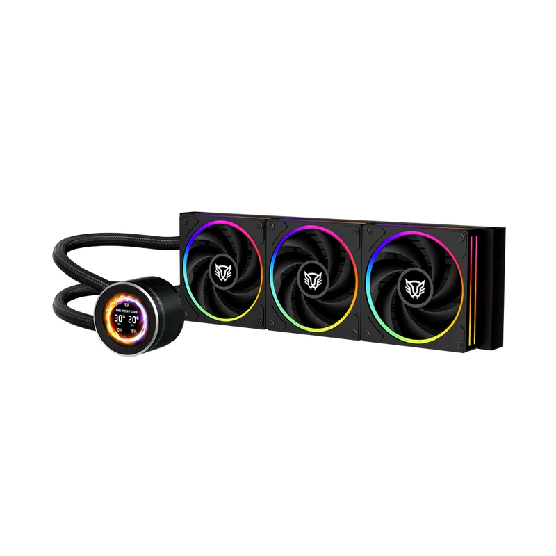 Enfriamiento Liquido Hydrox Expert Level Hyx40 /  Pantalla Oled 2.1 Pulg Full Color / Serie De 7 Pines / Argb / 3 Ventiladores / Hidrodinamico / Software / 2400 Rpm / Intel - Amd / Negro / Br-941808
