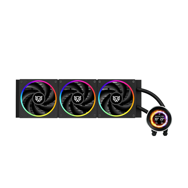 Enfriamiento Liquido Hydrox Expert Level Hyx40 /  Pantalla Oled 2.1 Pulg Full Color / Serie De 7 Pines / Argb / 3 Ventiladores / Hidrodinamico / Software / 2400 Rpm / Intel - Amd / Negro / Br-941808