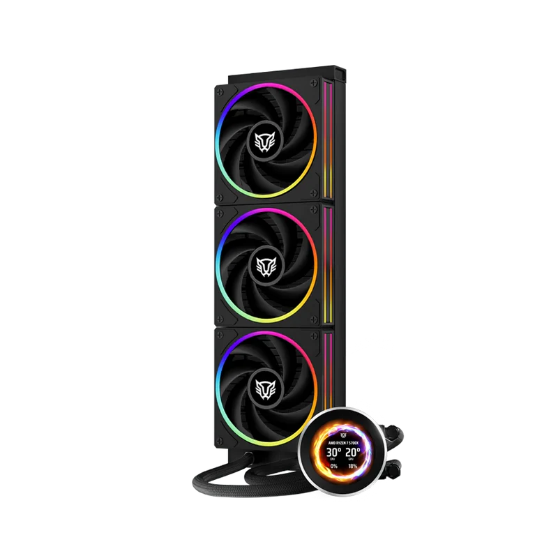Enfriamiento Liquido Hydrox Expert Level Hyx40 /  Pantalla Oled 2.1 Pulg Full Color / Serie De 7 Pines / Argb / 3 Ventiladores / Hidrodinamico / Software / 2400 Rpm / Intel - Amd / Negro / Br-941808