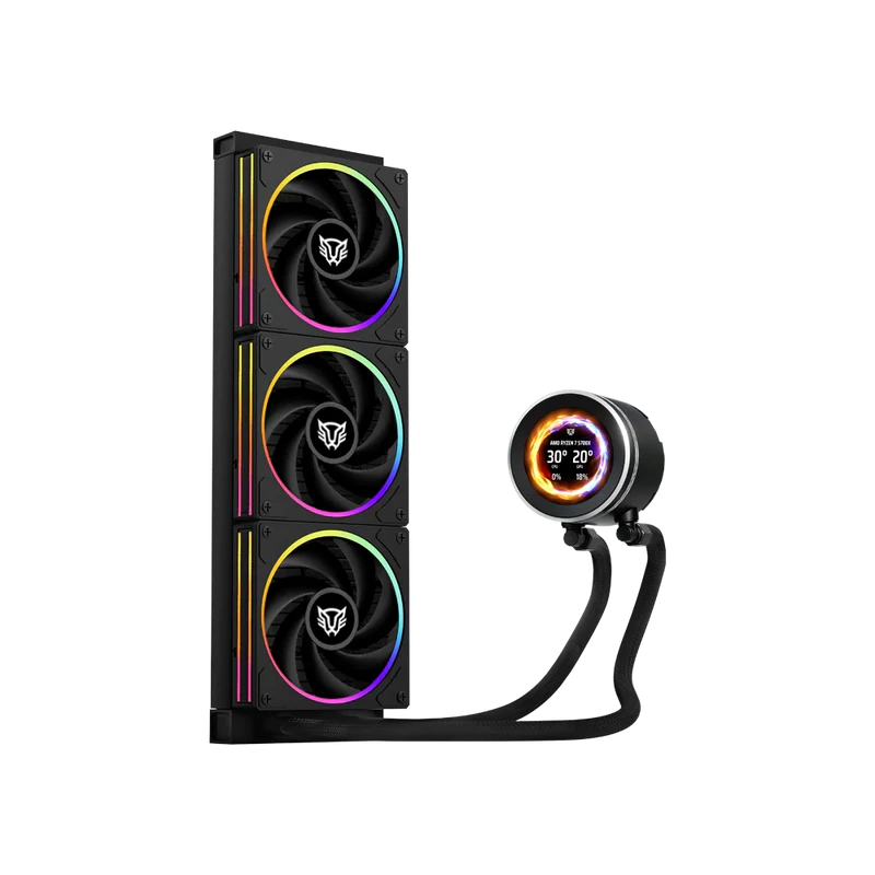 Enfriamiento Liquido Hydrox Expert Level Hyx40 /  Pantalla Oled 2.1 Pulg Full Color / Serie De 7 Pines / Argb / 3 Ventiladores / Hidrodinamico / Software / 2400 Rpm / Intel - Amd / Negro / Br-941808