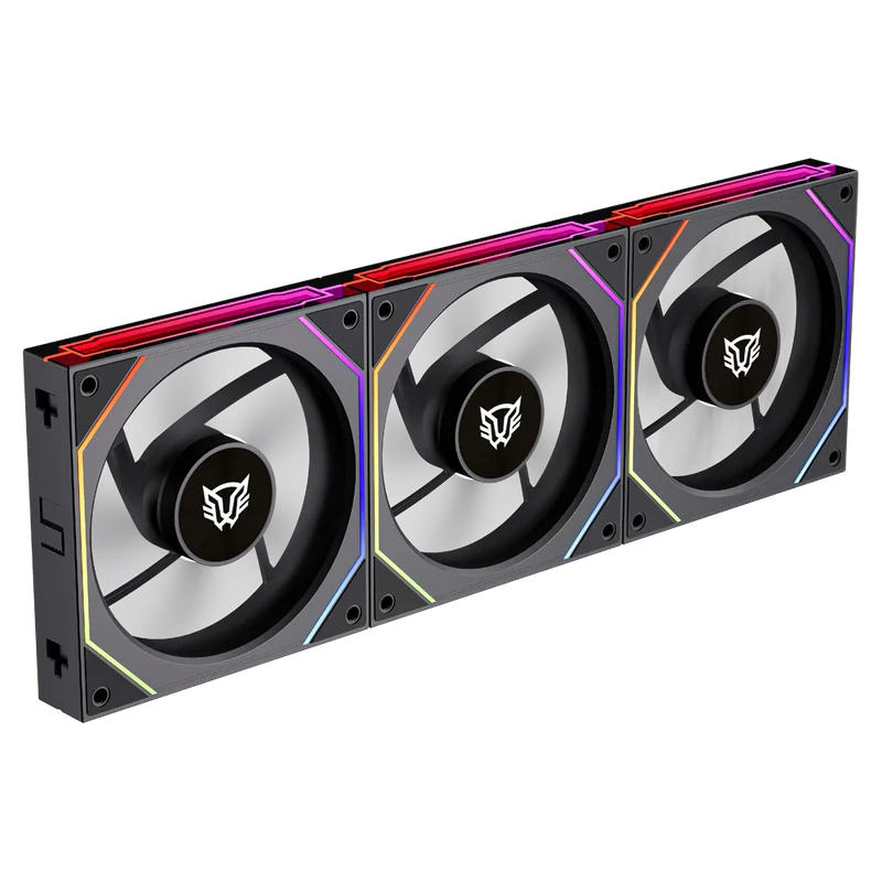Kit 3 Ventiladores Balam Rush Eolox Link Exl95/ Flujo De Aire Optimo / Velocidad 1800 Rpm / Silencio Con Poder / ConexiÓn Daisy-chain / Rgb / Negro / Br-942089