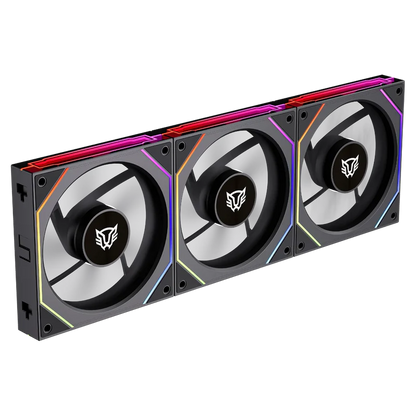 Kit 3 Ventiladores Balam Rush Eolox Link Exl95/ Flujo De Aire Optimo / Velocidad 1800 Rpm / Silencio Con Poder / ConexiÓn Daisy-chain / Rgb / Negro / Br-942089