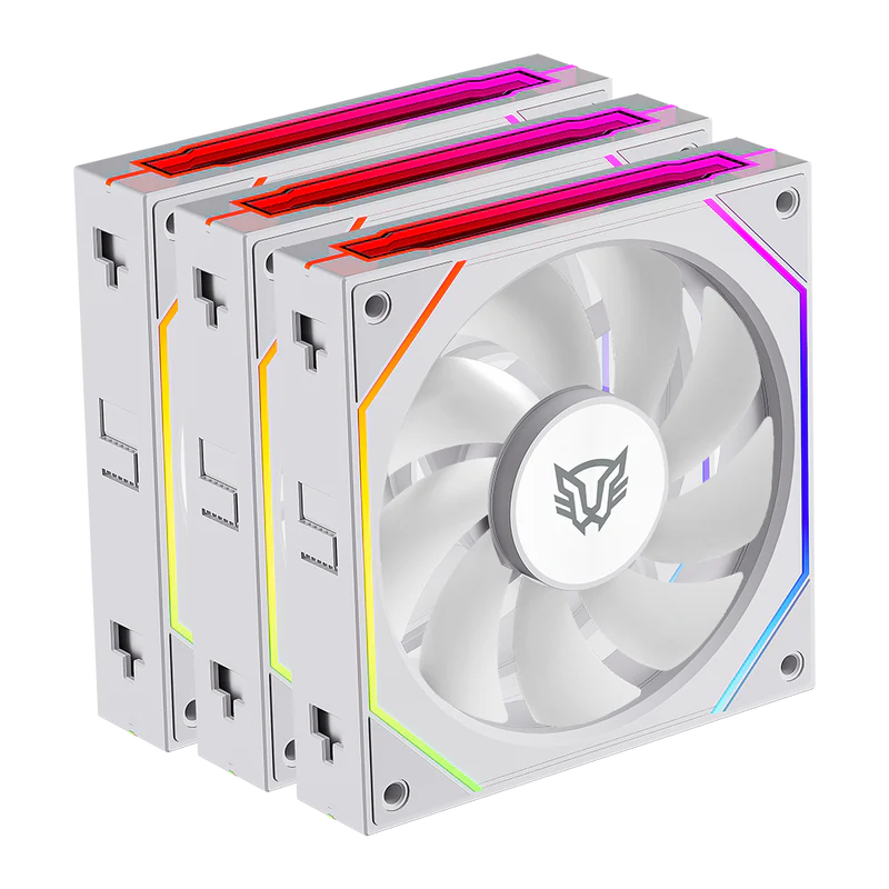 Kit 3 Ventiladores Balam Rush Eolox Link Exl95/ Flujo De Aire Optimo / Velocidad 1800 Rpm / Silencio Con Poder / ConexiÓn Daisy-chain / Rgb / Blanco / Br-942096