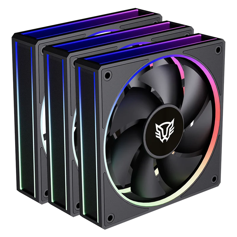 Kit 3 Ventiladores Balam Rush Eolox Bora Exb85 / Potencia De Enfriamiento / Velocidad 1600 Rpm / Silencio Imbatible / Conexin Pwm Aura / Argb / Negro / Br-942126