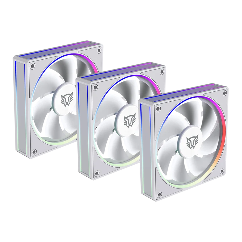 Kit 3 Ventiladores Balam Rush Eolox Bora Exb85 / Potencia De Enfriamiento / Velocidad 1600 Rpm / Silencio Imbatible / ConexiÓn Pwm + Aura  / Argb / Blanco / Br-942133