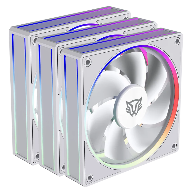 Kit 3 Ventiladores Balam Rush Eolox Bora Exb85 / Potencia De Enfriamiento / Velocidad 1600 Rpm / Silencio Imbatible / ConexiÓn Pwm + Aura  / Argb / Blanco / Br-942133