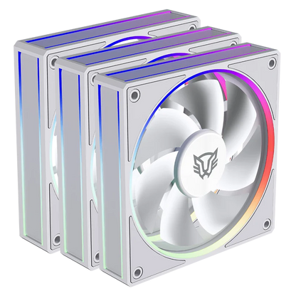 Kit 3 Ventiladores Balam Rush Eolox Bora Exb85 / Potencia De Enfriamiento / Velocidad 1600 Rpm / Silencio Imbatible / ConexiÓn Pwm + Aura  / Argb / Blanco / Br-942133