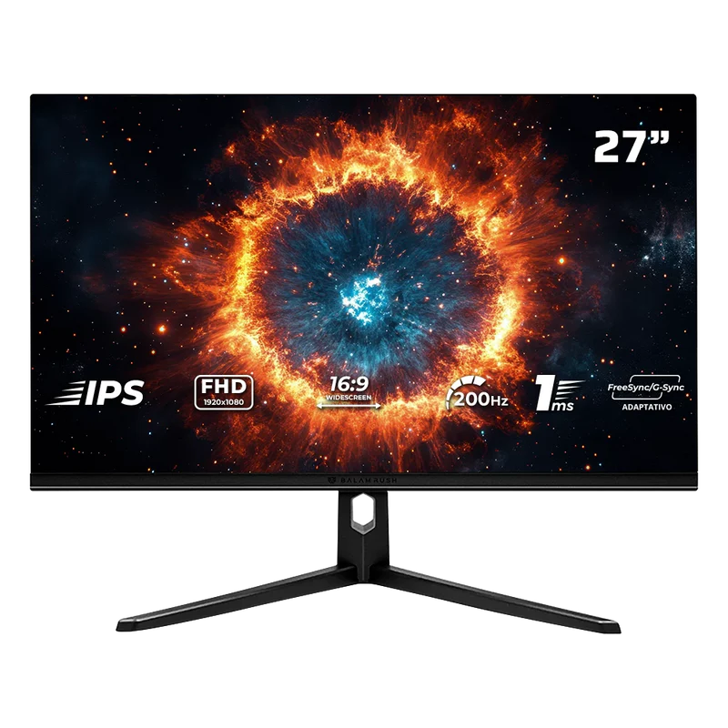 Monitor Gamer Balam Rush Hyper Nova Mhn27y / 27 Pul / Plano / 200 Hz / Full Hd / TecnologÍa Hdr / 1 Ms /  2 Hdmi +  Dp + Audio + Dc / Freesync/g-sync / Negro / Br-942973