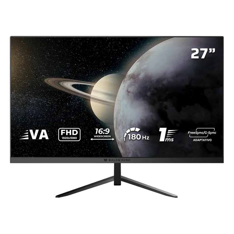Monitor Gamer Balam Rush Titan Mtg27y / 27 Pul / Plano / 180 Hz / Fhd / Iluminacion Rgb / 1 Ms / Hdmi Dp Tipo C Audio Dc / Freesync/g-sync / Negro / Br-943000