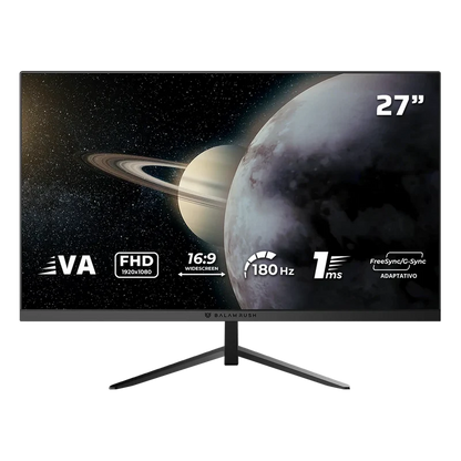 Monitor Gamer Balam Rush Titan Mtg27y / 27 Pul / Plano / 180 Hz / Fhd / Iluminacion Rgb / 1 Ms / Hdmi Dp Tipo C Audio Dc / Freesync/g-sync / Negro / Br-943000