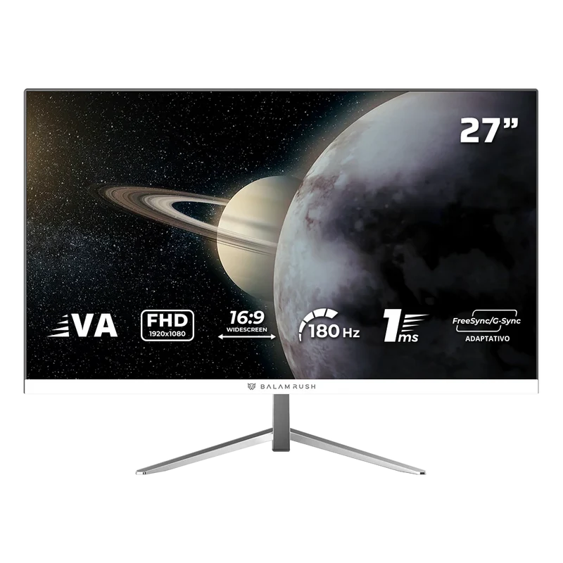 Monitor Gamer Balam Rush Titan Mtg27y / 27 Pul / Plano / 180 Hz- 200 Hz Overclok  / Full Hd / 1 Ms / Panel Va / Led / Iluminacion Rgb / Inclinacion Ajustable / Blanco / Br-943017