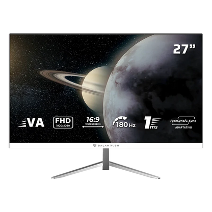 Monitor Gamer Balam Rush Titan Mtg27y / 27 Pul / Plano / 180 Hz- 200 Hz Overclok  / Full Hd / 1 Ms / Panel Va / Led / Iluminacion Rgb / Inclinacion Ajustable / Blanco / Br-943017