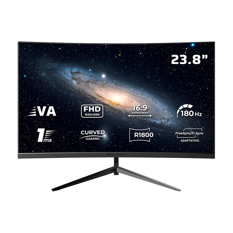 Monitor Gamer Balam Rush Andromeda Mag24y / Curvo / 23.8 Pulg / Panel Va / Full Hd / 180 Hz / 1 Ms / R1800 / Freesync Adaptativo / 200 Hz Overclock / Rgb / Flicker Free / Negro / Br-943031