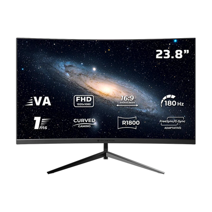 Monitor Gamer Balam Rush Andromeda Mag24y / Curvo / 23.8 Pulg / Panel Va / Full Hd / 180 Hz / 1 Ms / R1800 / Freesync Adaptativo / 200 Hz Overclock / Rgb / Flicker Free / Negro / Br-943031