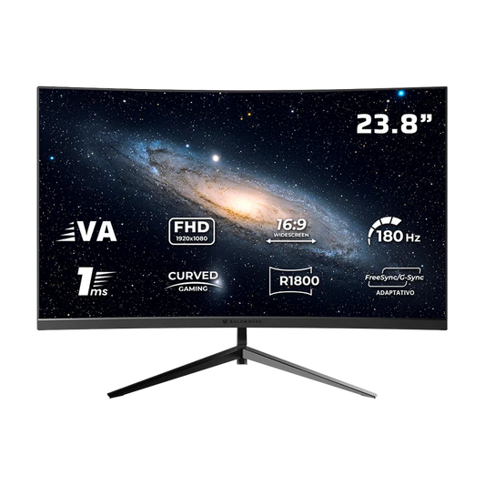 Monitor Gamer Balam Rush Andromeda Mag24y / Curvo / 23.8 Pulg / Panel Va / Full Hd / 180 Hz / 1 Ms / R1800 / Freesync Adaptativo / 200 Hz Overclock / Rgb / Flicker Free / Negro / Br-943031