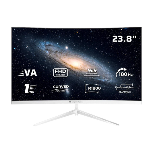 Monitor Gamer Balam Rush Andromeda Mag24y / Curvo / 23.8 Pulg / Panel Va / Full Hd / 180 Hz / 1 Ms / Freesync / R1800 / Rgb / 200hz Overclock / Flicker Free / Low Blue Filter / Blanco / Br-943048