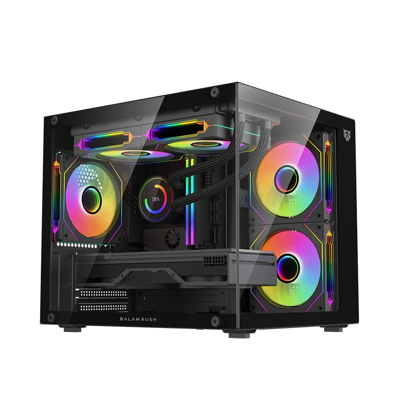 Gabinete Gamer Balam Rush Tank Glow Plus 3700 / Mini Torre / Micro-atx, Mini Itx / Incluye 3 Ventiladores Argb 120 Mm / Cristal Templado / Negro / Br-943864