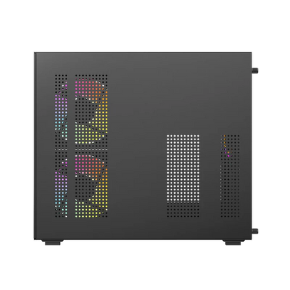 Gabinete Gamer Balam Rush Tank Glow Plus 3700 / Mini Torre / Micro-atx, Mini Itx / Incluye 3 Ventiladores Argb 120 Mm / Cristal Templado / Negro / Br-943864