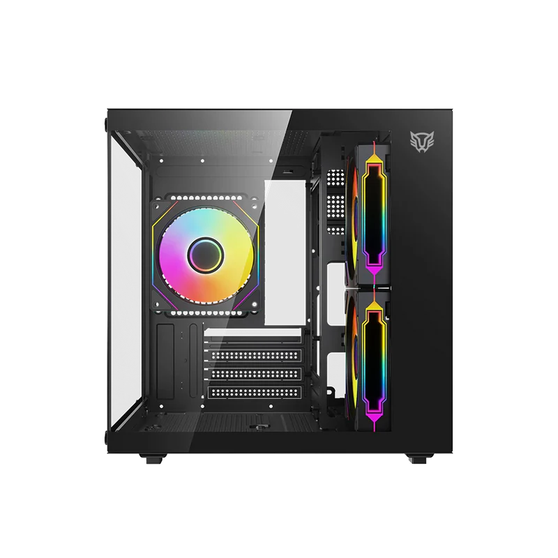 Gabinete Gamer Balam Rush Tank Glow Plus 3700 / Mini Torre / Micro-atx, Mini Itx / Incluye 3 Ventiladores Argb 120 Mm / Cristal Templado / Negro / Br-943864
