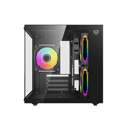 Gabinete Gamer Balam Rush Tank Glow Plus 3700 / Mini Torre / Micro-atx, Mini Itx / Incluye 3 Ventiladores Argb 120 Mm / Cristal Templado / Negro / Br-943864