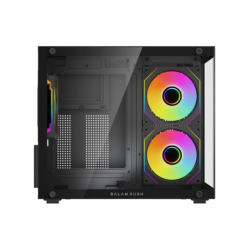 Gabinete Gamer Balam Rush Tank Glow Plus 3700 / Mini Torre / Micro-atx, Mini Itx / Incluye 3 Ventiladores Argb 120 Mm / Cristal Templado / Negro / Br-943864