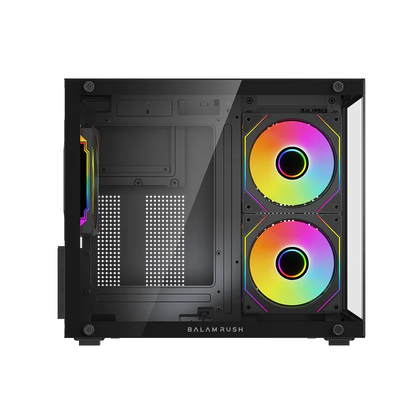 Gabinete Gamer Balam Rush Tank Glow Plus 3700 / Mini Torre / Micro-atx, Mini Itx / Incluye 3 Ventiladores Argb 120 Mm / Cristal Templado / Negro / Br-943864