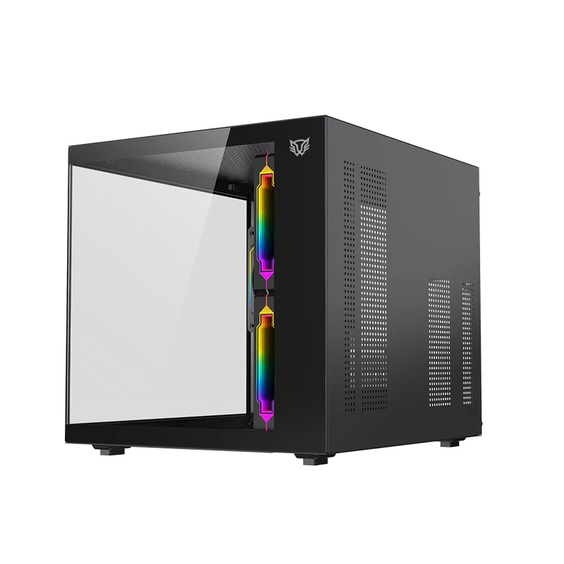 Gabinete Gamer Balam Rush Tank Glow Plus 3700 / Mini Torre / Micro-atx, Mini Itx / Incluye 3 Ventiladores Argb 120 Mm / Cristal Templado / Negro / Br-943864