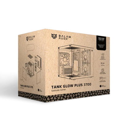 Gabinete Gamer Balam Rush Tank Glow Plus 3700 / Mini Torre / Micro-atx, Mini Itx / Incluye 3 Ventiladores Argb 120 Mm / Cristal Templado / Negro / Br-943864
