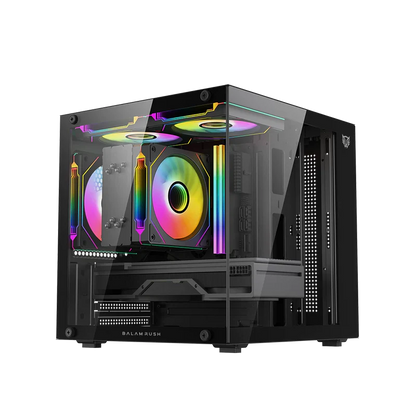 Gabinete Gamer Balam Rush Tank Glow Mini 3500 / Mini Torre / Micro-atx, Mini Itx / Incluye 3 Ventiladores Argb 120 Mm / Cristal Templado / Negro / Br-943871