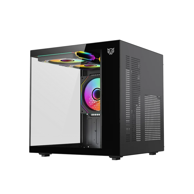 Gabinete Gamer Balam Rush Tank Glow Mini 3500 / Mini Torre / Micro-atx, Mini Itx / Incluye 3 Ventiladores Argb 120 Mm / Cristal Templado / Negro / Br-943871