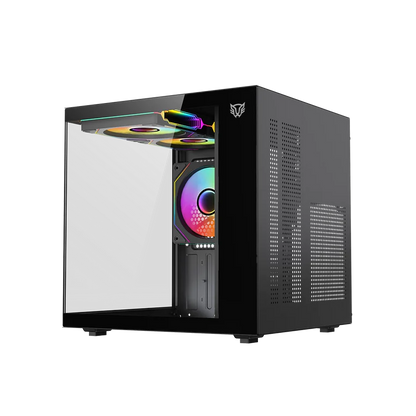 Gabinete Gamer Balam Rush Tank Glow Mini 3500 / Mini Torre / Micro-atx, Mini Itx / Incluye 3 Ventiladores Argb 120 Mm / Cristal Templado / Negro / Br-943871