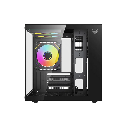 Gabinete Gamer Balam Rush Tank Glow Mini 3500 / Mini Torre / Micro-atx, Mini Itx / Incluye 3 Ventiladores Argb 120 Mm / Cristal Templado / Negro / Br-943871