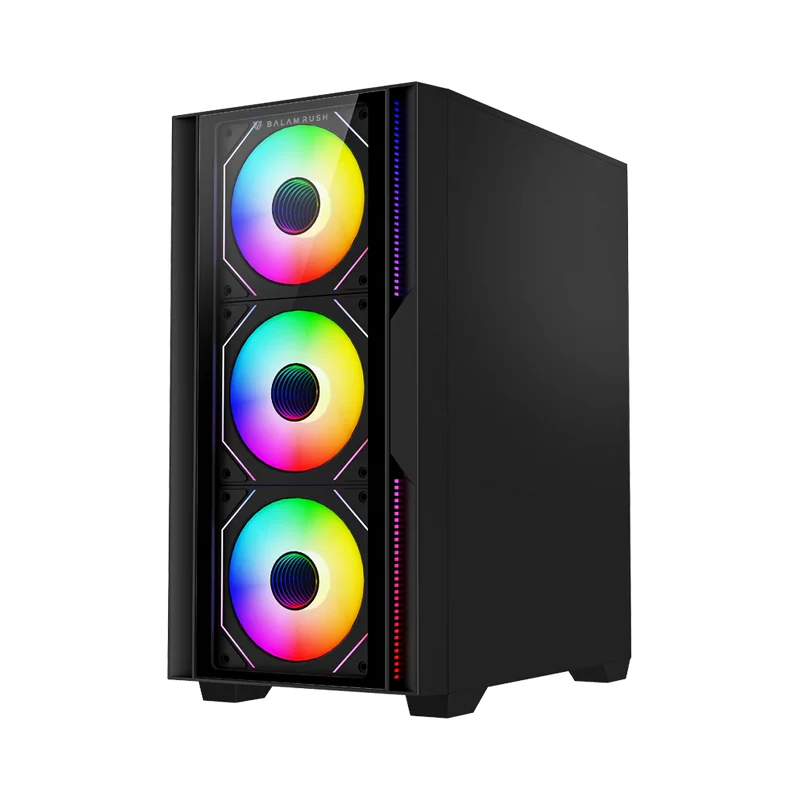 Gabinete Gamer Balam Rush Nitrox Edge Pro Crystal 4900c / Mini Torre / Micro-atx, Mini Itx / Incluye 3 Ventiladores Argb 120 Mm / Cristal Templado / Negro / Br-943888