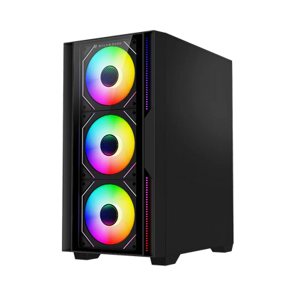 Gabinete Gamer Balam Rush Nitrox Edge Pro Crystal 4900c / Mini Torre / Micro-atx, Mini Itx / Incluye 3 Ventiladores Argb 120 Mm / Cristal Templado / Negro / Br-943888