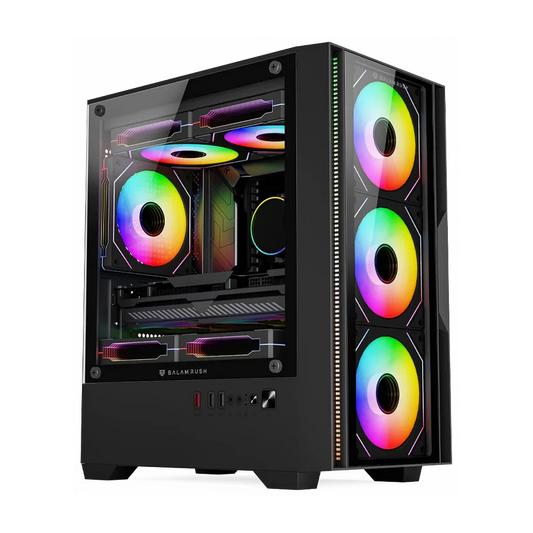 Gabinete Gamer Balam Rush Nitrox Edge Pro Crystal 4900c / Mini Torre / Micro-atx, Mini Itx / Incluye 3 Ventiladores Argb 120 Mm / Cristal Templado / Negro / Br-943888
