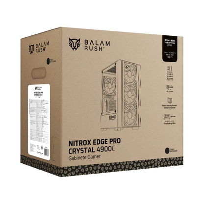 Gabinete Gamer Balam Rush Nitrox Edge Pro Crystal 4900c / Mini Torre / Micro-atx, Mini Itx / Incluye 3 Ventiladores Argb 120 Mm / Cristal Templado / Negro / Br-943888
