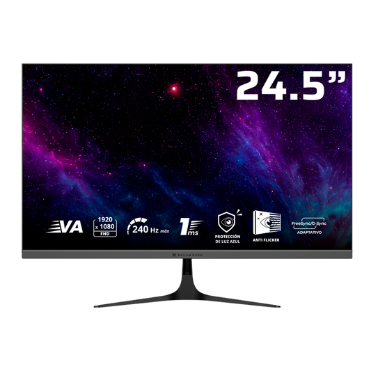 Monitor Gamer Balam Rush Cosmos Edge Mce245p / 24.5 Pulg / Plano / Led / 240 Hz  / Vesa 75 X 75 Mm / 1 Ms / Bocinas De 3w / Ajuste De Inclinacion / Negro / Br-944113