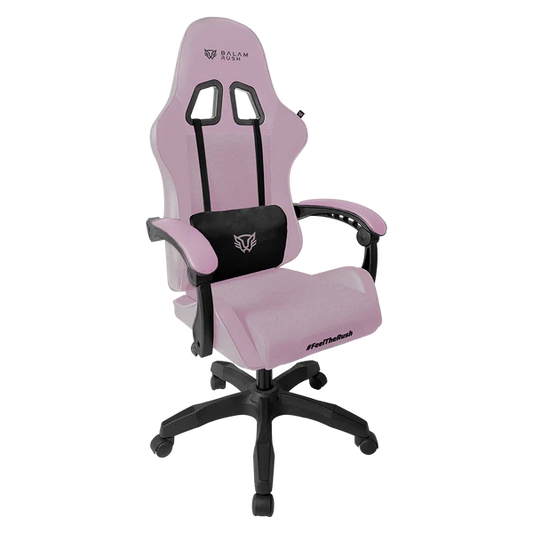 Silla Gamer Balam Rush Power Rush V2 / Ergonomica / Inclinacion 135 Grados / Mecanismo Mariposa / Max 120 Kg / Piston Clase 3 / Reposabrazoz Fijo / Rosa-negro / Br-944489