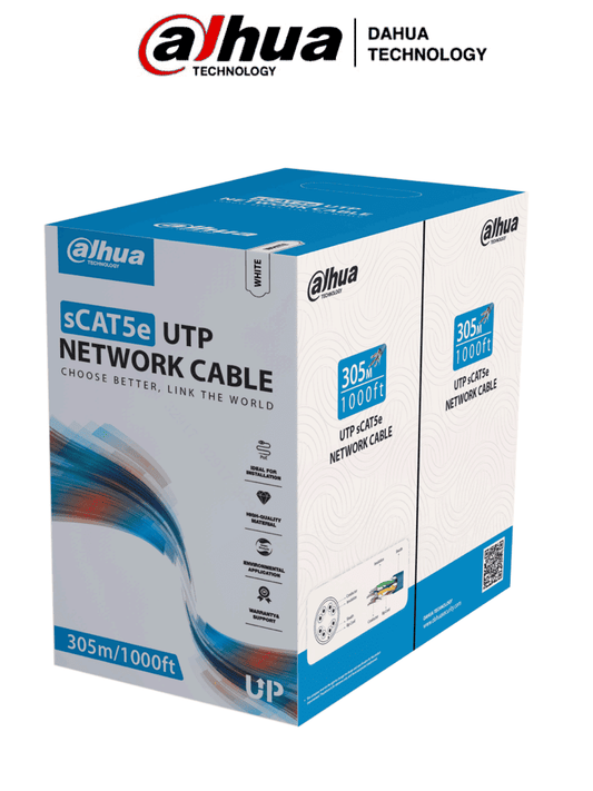 Cable Utp Dahua Dh-pfm920i-5eun Bobina Categoria 5e 100 Cobre, 305 Metros, Color Blanco. Ideal Para Video Y Redes, Cumple Con Cpr Eca Y Es Compatible Con Alimentacion Poe Para Un Rendimiento Optimo