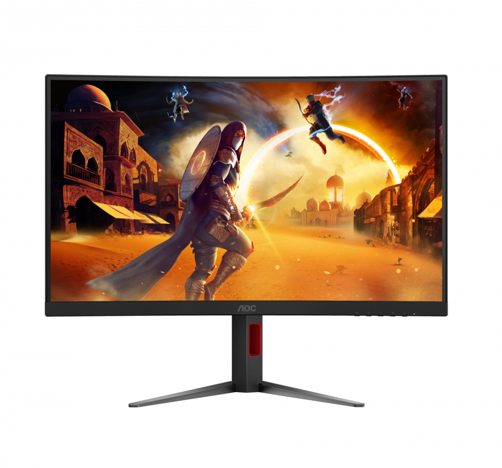 Monitor Gamer Curvo Aoc C27g4h2 /  Panel Va / 200 Hz / Tiempo De Respuesta 1 Ms / Amd Free Sync / Color Negro Y Rojo / Hdmi / Vga / Dp / Aspecto 16:9 / Resolucion 1920 X 1080 / Brillo 300 Cd/m2