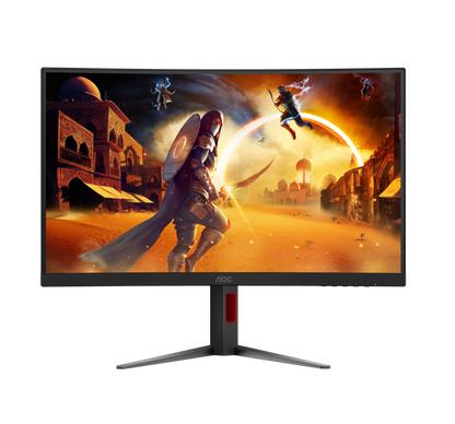 Monitor Gamer Curvo Aoc C27g4h2 /  Panel Va / 200 Hz / Tiempo De Respuesta 1 Ms / Amd Free Sync / Color Negro Y Rojo / Hdmi / Vga / Dp / Aspecto 16:9 / Resolucion 1920 X 1080 / Brillo 300 Cd/m2