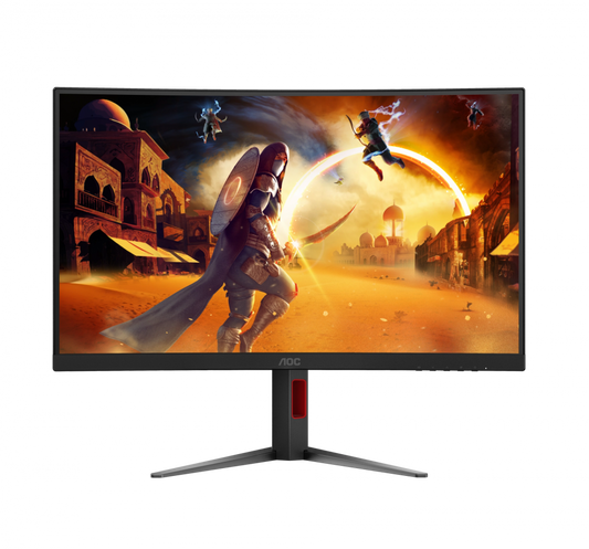 Monitor Gamer Curvo Aoc C27g4h2 /  Panel Va / 200 Hz / Tiempo De Respuesta 1 Ms / Amd Free Sync / Color Negro Y Rojo / Hdmi / Vga / Dp / Aspecto 16:9 / Resolucion 1920 X 1080 / Brillo 300 Cd/m2