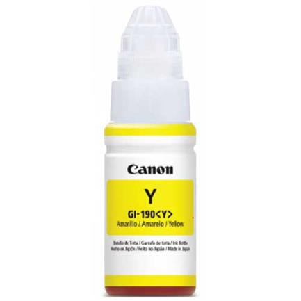 Botella De Tinta Canon Gi-190 Amarillo,rendimiento 7,000 Paginas,compatible G1100,g2100,g3100,g4100