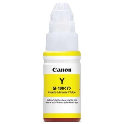 Botella De Tinta Canon Gi-190 Amarillo,rendimiento 7,000 Paginas,compatible G1100,g2100,g3100,g4100