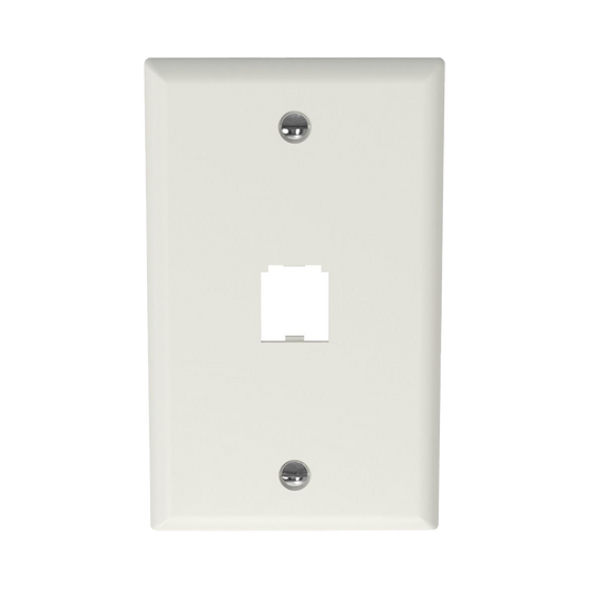 Placa de Pared Vertical Clásica, Salida Para 1 Puerto Mini-Com, Color Blanco Mate