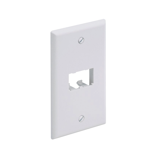 Placa de Pared Vertical Clásica, Salida Para 2 Puertos Mini-Com, Color Blanco