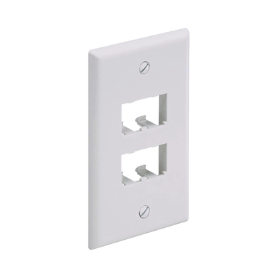 Placa De Pared Vertical Clásica, Salida Para 4 Puertos Mini-com, Color Blanco Mate