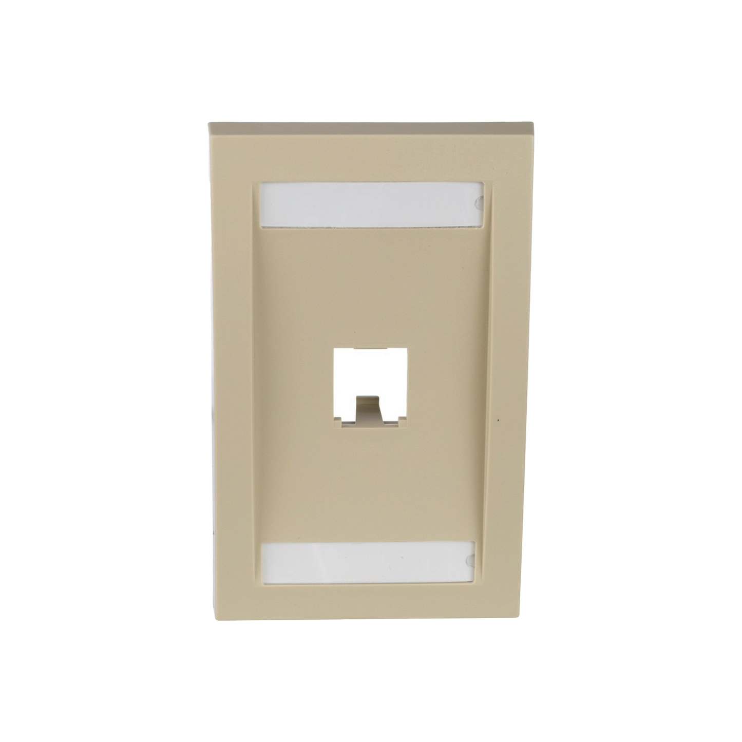 Placa de Pared Vertical Ejecutiva, Salida Para 1 Puerto Mini-Com, Con Espacios Para Etiquetas, Color Marfil