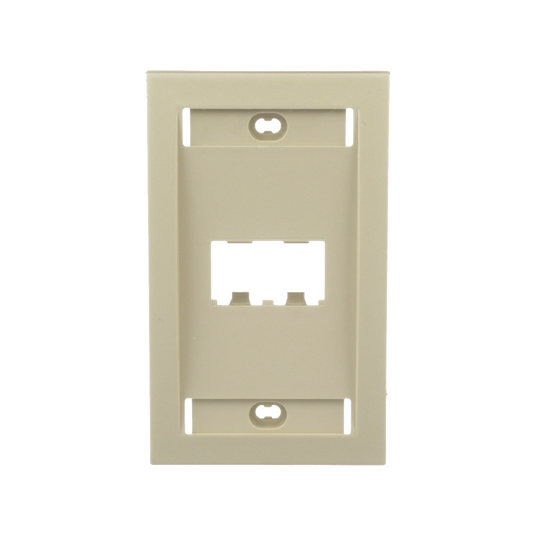 Placa de Pared Vertical Ejecutiva, Salida Para 2 Puertos Mini-Com, Con Espacios Para Etiquetas, Color Marfil