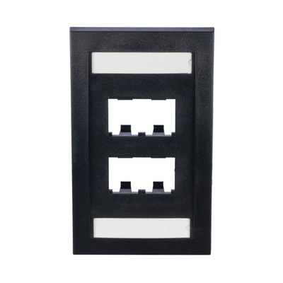 Placa De Pared Vertical Ejecutiva, Salida De 4 Puertos Mini-com, Con Espacios Para Etiquetas, Color Negro